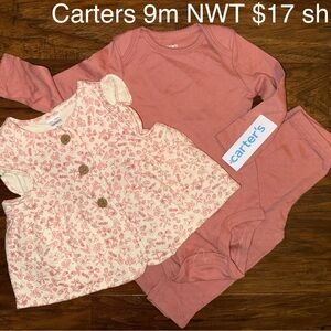 Carter's Pink and Cream Baby Vest Pointelle Outfit Set